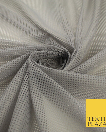 4 COLOURS - Fine Airtex Fish Net Mesh Sports Stretch Polyester Dress Fabric 62"