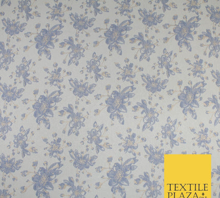 Ice Blue & Denim Blue Gold Metallic Textured Brocade Jacquard Fabric 58" 10252