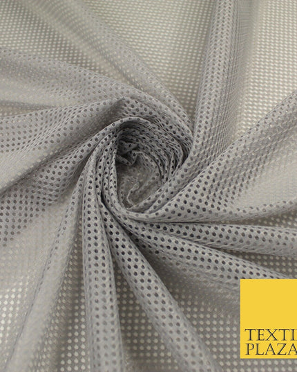 4 COLOURS - Fine Airtex Fish Net Mesh Sports Stretch Polyester Dress Fabric 62"