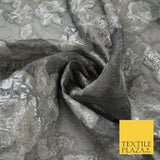 Grey Organza with Silver Metallic Textured Brocade Jacquard Fabric58" 10243