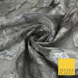 Grey Organza with Silver Metallic Textured Brocade Jacquard Fabric58" 10243