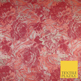 Peach with Raspberry Metallic Flower Textured Brocade Jacquard Fabric 58" 10247