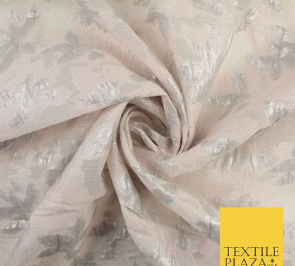 Pale Pink Organza with Pink & Metallic Textured Brocade Jacquard Fabric58" 10242