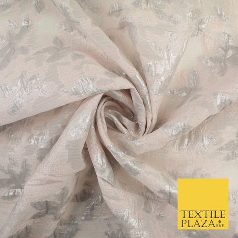 Pale Pink Organza with Pink & Metallic Textured Brocade Jacquard Fabric58" 10242