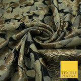 Black Base with Sage Green Metallic Textured Brocade Jacquard Fabric 58" 10244