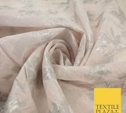 Pale Pink Organza with Pink & Metallic Textured Brocade Jacquard Fabric58" 10242