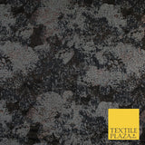 Black with Grey & Metallic Cloud Patch Textured Brocade Jacquard Fabric58" 10245