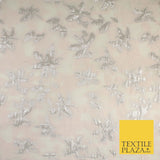 Pale Pink Organza with Pink & Metallic Textured Brocade Jacquard Fabric58" 10242