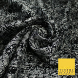 Black with Silver Metallic Brushstroke Textured Brocade Jacquard Fabric58" 10246