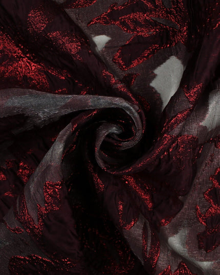 5 Designs - Grey Organza Base Large Flower Textured Brocade Jacquard Fabric 58"