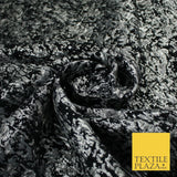 Black with Silver Metallic Brushstroke Textured Brocade Jacquard Fabric58" 10246