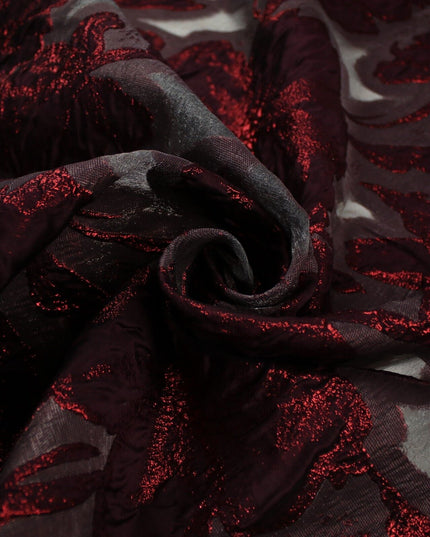 5 Designs - Grey Organza Base Large Flower Textured Brocade Jacquard Fabric 58"