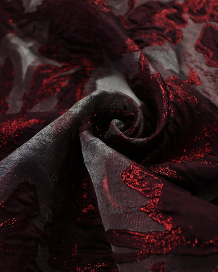 5 Designs - Grey Organza Base Large Flower Textured Brocade Jacquard Fabric 58"