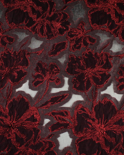 5 Designs - Grey Organza Base Large Flower Textured Brocade Jacquard Fabric 58"