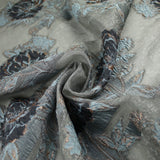 5 Designs - Grey Organza Base Large Flower Textured Brocade Jacquard Fabric 58"