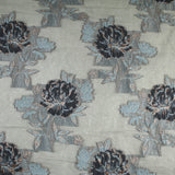 5 Designs - Grey Organza Base Large Flower Textured Brocade Jacquard Fabric 58"