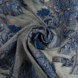 5 Designs - Grey Organza Base Large Flower Textured Brocade Jacquard Fabric 58"