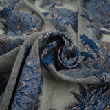 5 Designs - Grey Organza Base Large Flower Textured Brocade Jacquard Fabric 58"