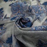 5 Designs - Grey Organza Base Large Flower Textured Brocade Jacquard Fabric 58"