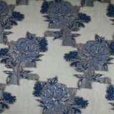 5 Designs - Grey Organza Base Large Flower Textured Brocade Jacquard Fabric 58"