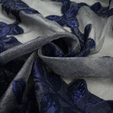 5 Designs - Grey Organza Base Large Flower Textured Brocade Jacquard Fabric 58"