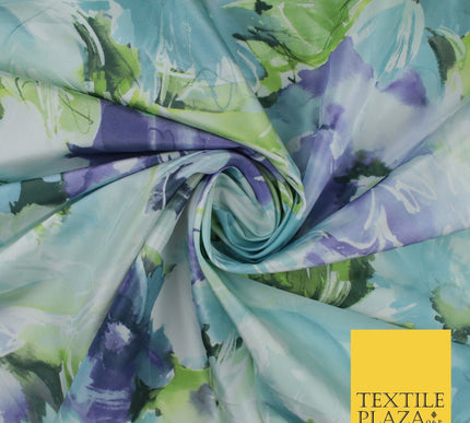 Artsy Floral Print Faux Silk Taffeta Dress Fabric Material 58" 10377