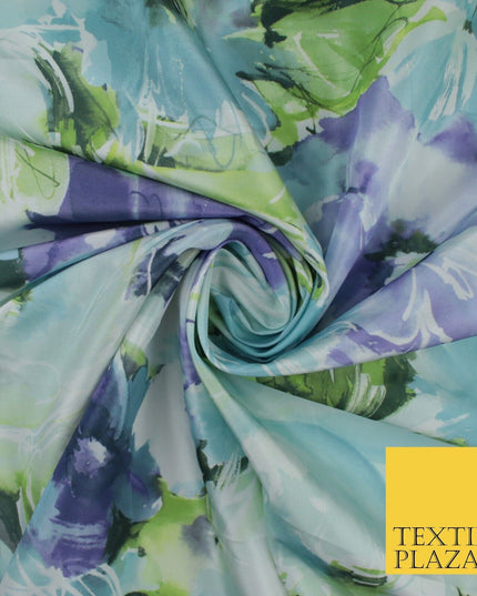 Artsy Floral Print Faux Silk Taffeta Dress Fabric Material 58" 10377