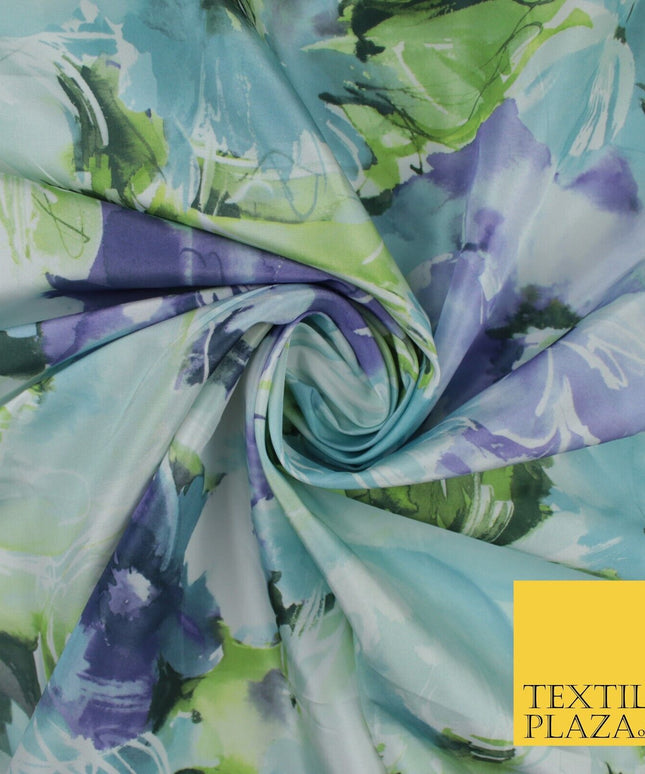 Artsy Floral Print Faux Silk Taffeta Dress Fabric Material 58" 10377