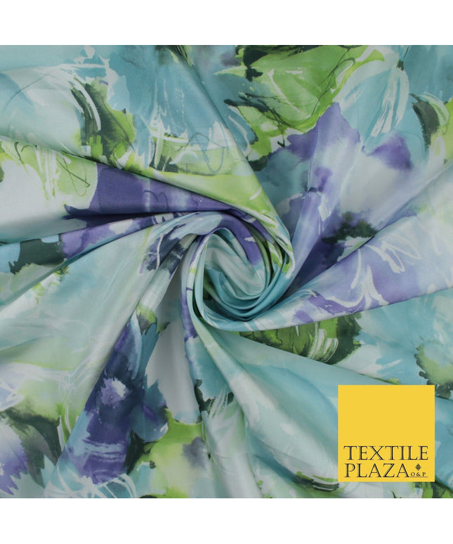 Artsy Floral Print Faux Silk Taffeta Dress Fabric Material 58" 10377
