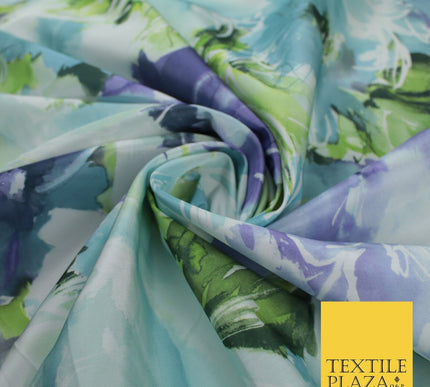 Artsy Floral Print Faux Silk Taffeta Dress Fabric Material 58" 10377