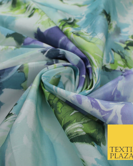 Artsy Floral Print Faux Silk Taffeta Dress Fabric Material 58" 10377