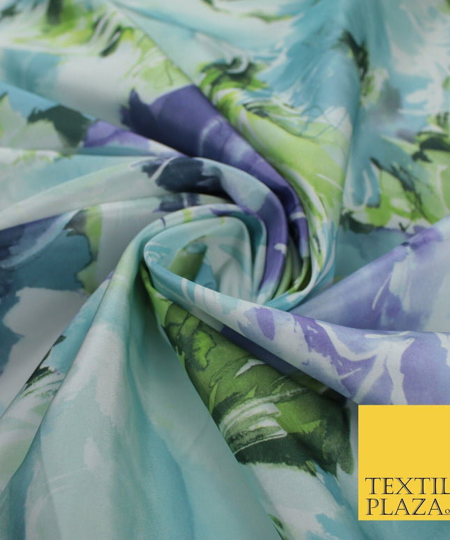 Artsy Floral Print Faux Silk Taffeta Dress Fabric Material 58" 10377