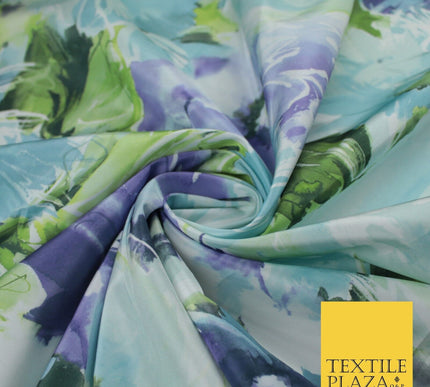 Artsy Floral Print Faux Silk Taffeta Dress Fabric Material 58" 10377