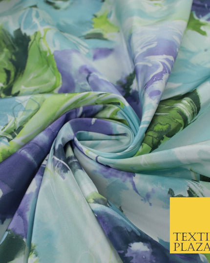 Artsy Floral Print Faux Silk Taffeta Dress Fabric Material 58" 10377
