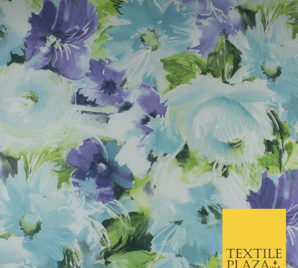 Artsy Floral Print Faux Silk Taffeta Dress Fabric Material 58" 10377