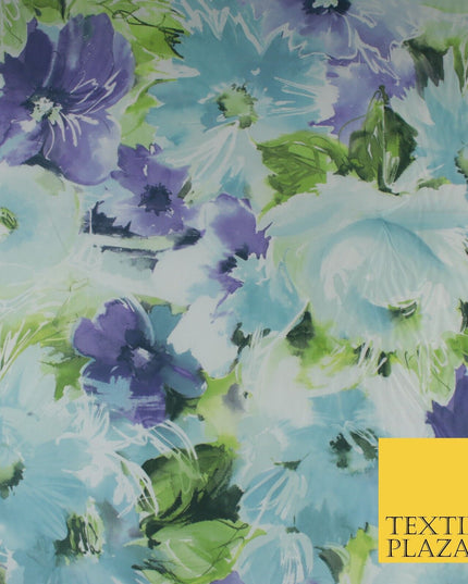 Artsy Floral Print Faux Silk Taffeta Dress Fabric Material 58" 10377