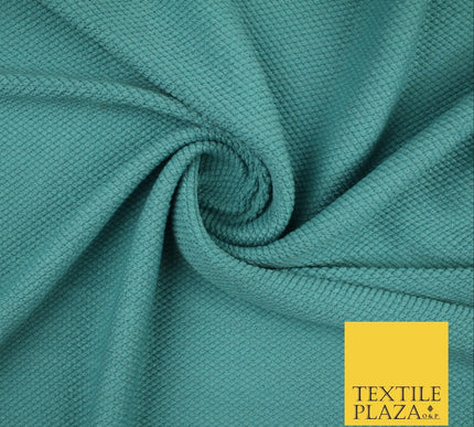 Teal Jade Diamond Knitted Mini Quilt Stretch Jersey Fabric Heavy Weight 58" 6349