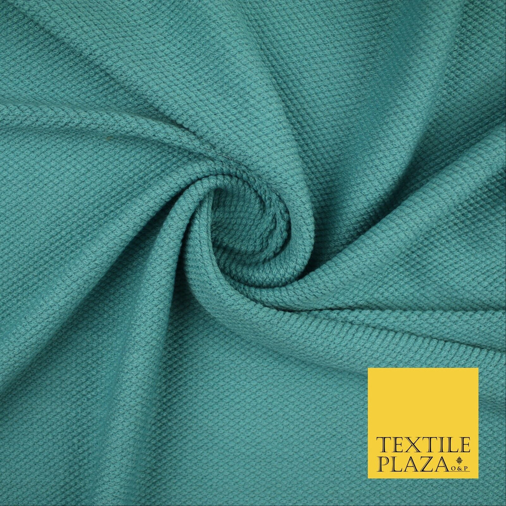 Teal Jade Diamond Knitted Mini Quilt Stretch Jersey Fabric Heavy Weight 58" 6349