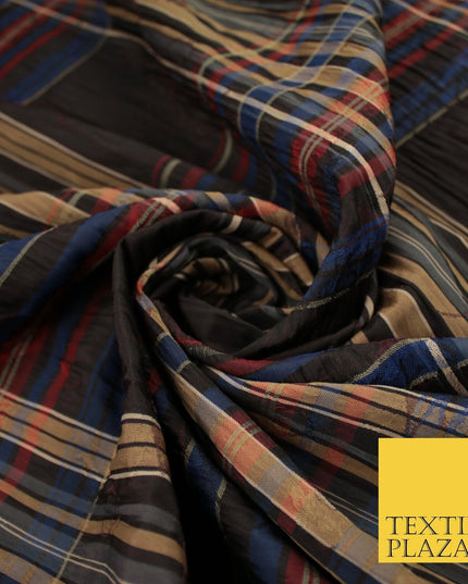 Multicolour Faux Silk Taffeta Check Tartan Dress Fabric 62" 10375