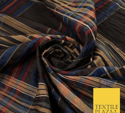 Multicolour Faux Silk Taffeta Check Tartan Dress Fabric 62" 10375