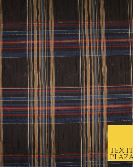 Multicolour Faux Silk Taffeta Check Tartan Dress Fabric 62" 10375