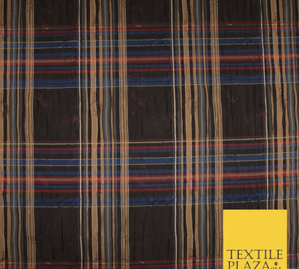 Multicolour Faux Silk Taffeta Check Tartan Dress Fabric 62" 10375