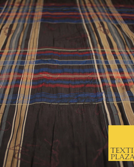 Multicolour Faux Silk Taffeta Check Tartan Dress Fabric 62" 10375
