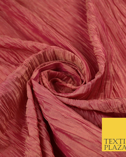 High Quality Crushed Coral Shot Yellow Faux Silk Taffeta Dress Fabric 48" 10373