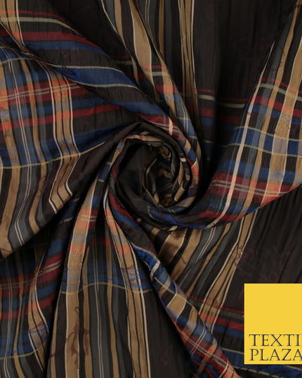 Multicolour Faux Silk Taffeta Check Tartan Dress Fabric 62" 10375