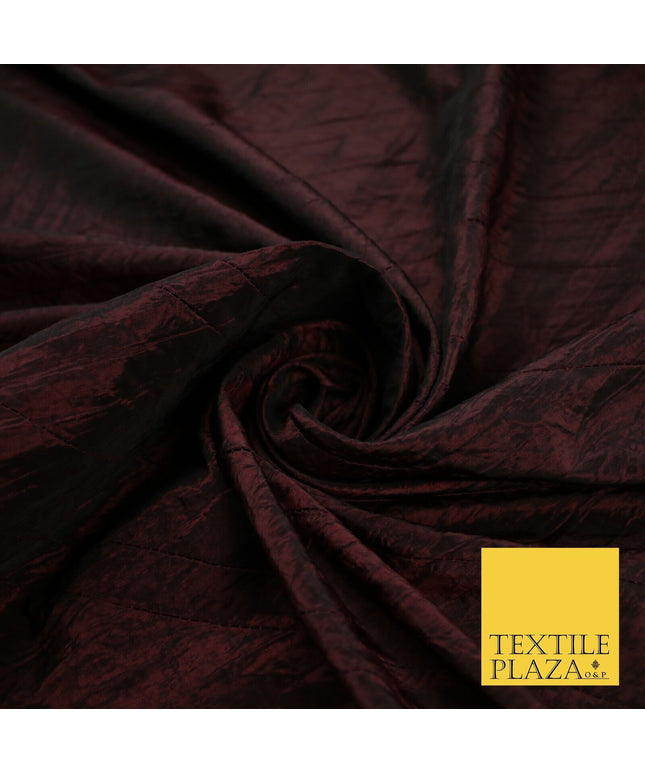 High Quality Crushed Deep Maroon Faux Silk Taffeta Dress Fabric 56" 10374