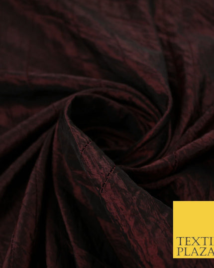 High Quality Crushed Deep Maroon Faux Silk Taffeta Dress Fabric 56" 10374