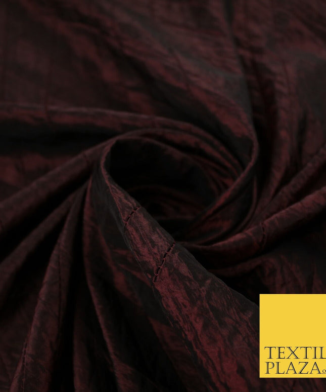 High Quality Crushed Deep Maroon Faux Silk Taffeta Dress Fabric 56" 10374