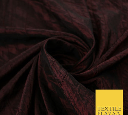 High Quality Crushed Deep Maroon Faux Silk Taffeta Dress Fabric 56" 10374