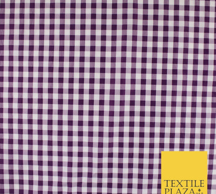 White & Purple Faux Silk Taffeta Check Tartan Dress Fabric 59" 10359